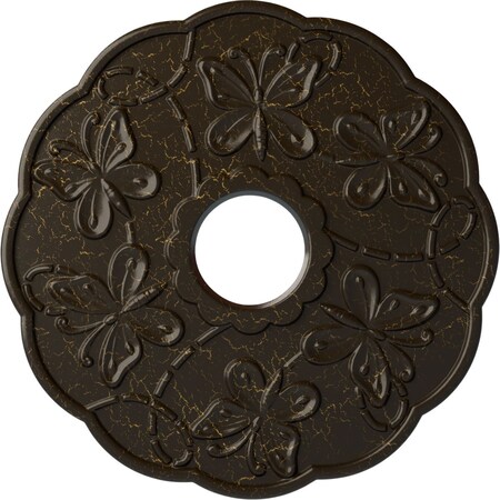 Ekena Millwork Terrones Butterfly Medallion (Canopies up to 3 7/8"), 17 7/8"OD x 3 7/8"ID x 1"P, Stone Hearth CM17TSSHC